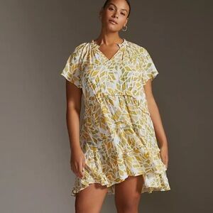 ANTHROPOLOGIE
Robin Tiered Mini Dress In Yellow xl